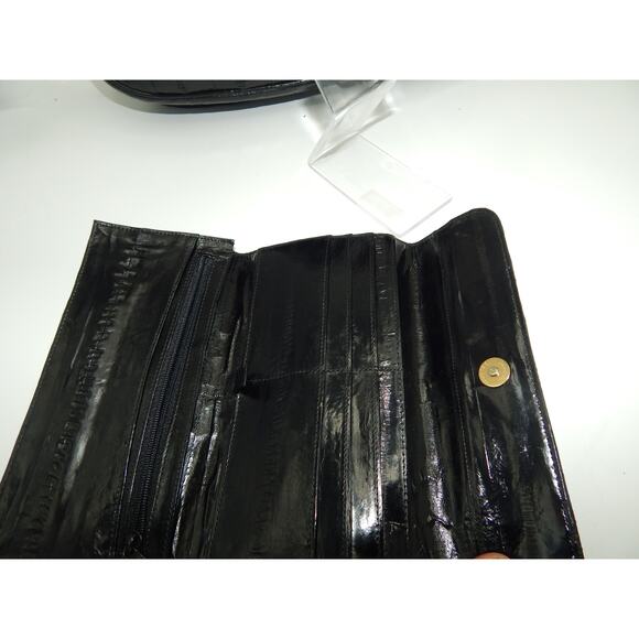 Rare Vintage Lee Sands Eel Skin Black Shoulder handbag w Wallet BOGO LimitTime - Picture 5 of 15
